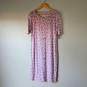 LuLaRoe Large Julia Pink & White dots & stripes